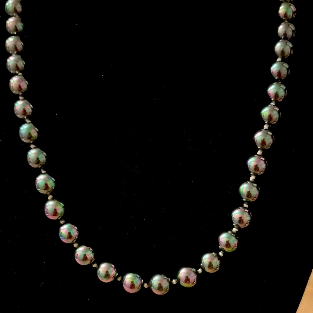 Vintage 925 faux freshwater pearl necklace glass